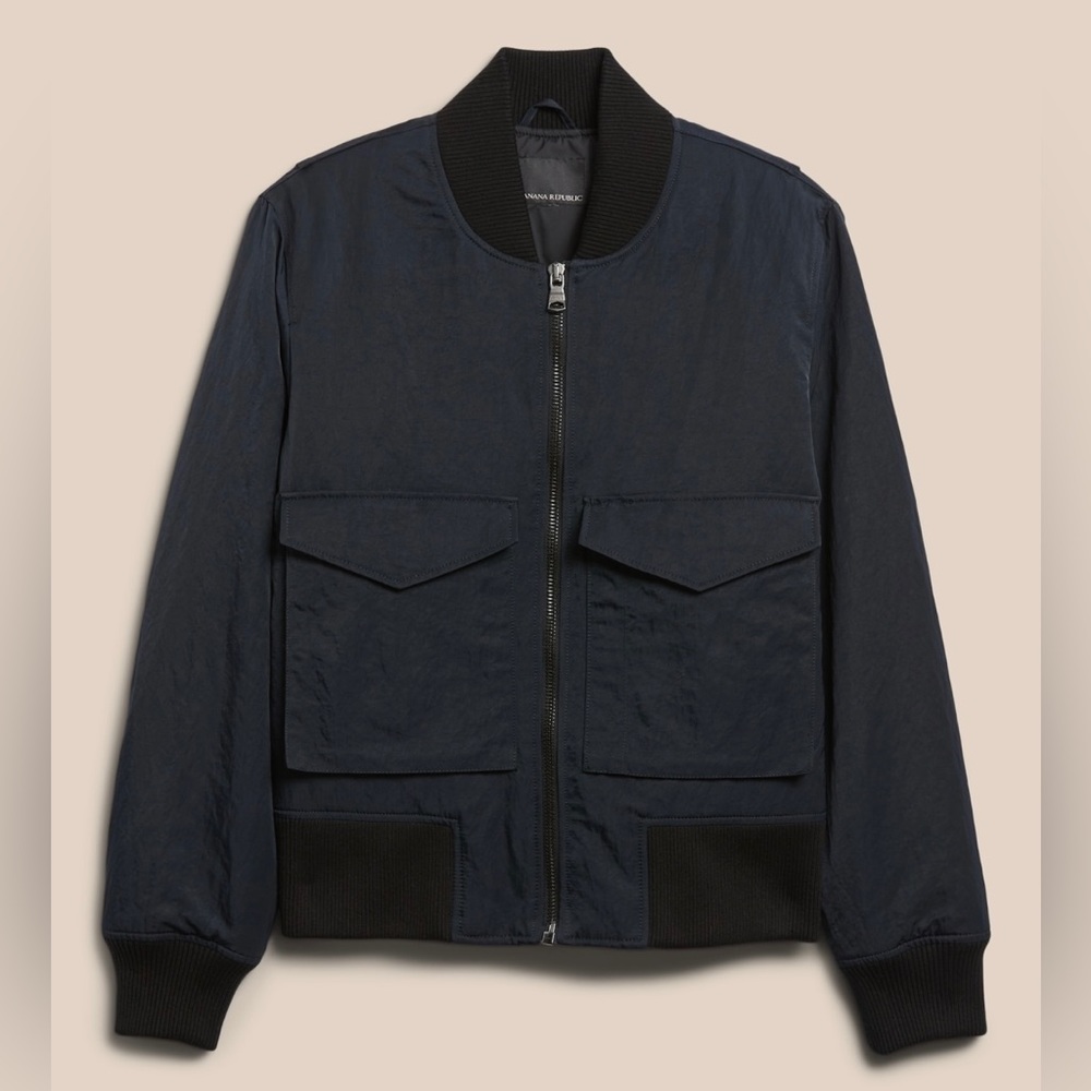 NEW/UNWORN without tags. BR Relaxed fit knit collar Navy Bomber Jacket